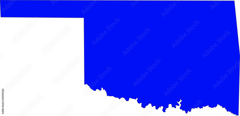 State of Oklahoma map flat blue on white background State of Oklahoma map flat blue on white background