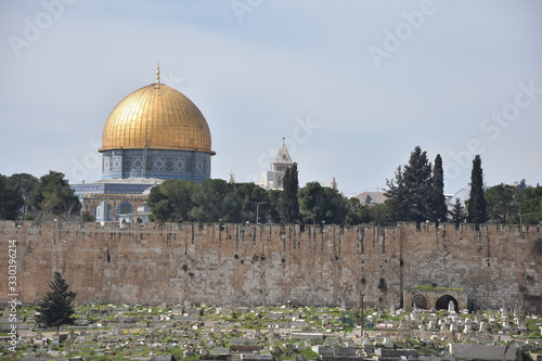 The Dome of the Rock - Islamic shrine located on the Temple Mount in the Old City of Jerusalem.