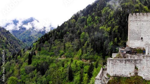 Drone footage of Zilkale castle in Trabzon Turkey
