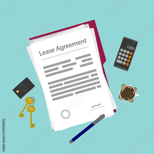 Image of lease agreement. Rental contract of real estate.