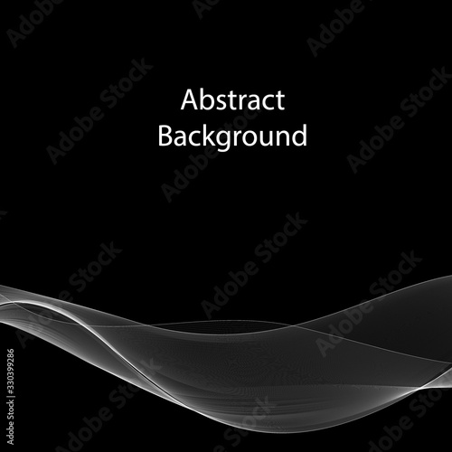 Abstract smoky wave set. white lines on a black background. vector layout for the design of brochures, leaflets, advertising banners. eps 10