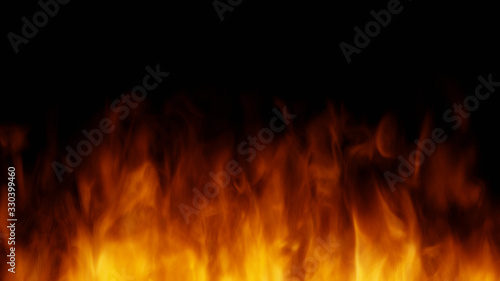 fire flames frame on black background 3d rendering illustration