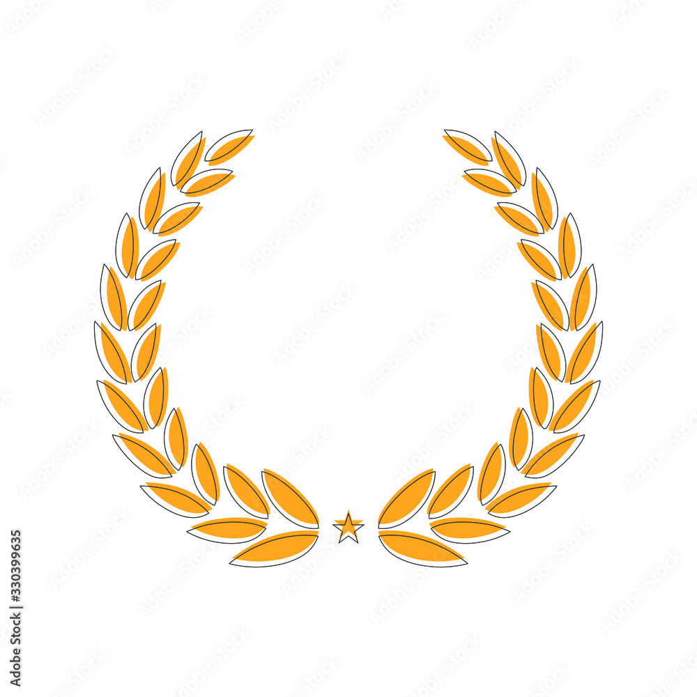 Golden Laurel wreath. Isolated vector illustration. Hand drawn vector. Round frame for invitations, greeting cards, quotes, logos, posters and more. Golden Laurel wreath. Isolated vector illustration. Hand drawn vector. Round frame for invitations, greeting cards, quotes, logos, posters and more.