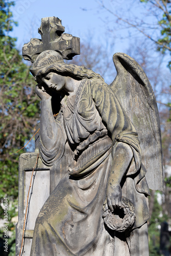 The historic Angel from the mystery old Prague Cemetery, Czech Republic