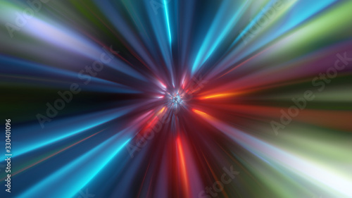 colorful space warp tunnel 3d rendering illustration background