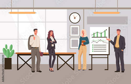 Office presentation people office workers characters concept. Vector flat graphic design cartoon illustration