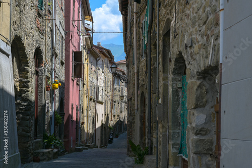 Fototapeta Naklejka Na Ścianę i Meble -  Empty streets because of coronavirus crisis in Italy, Virgoletta, district of Villafranca in Lunigiana, Tuscany