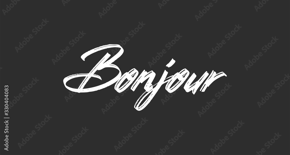 Bonjour lettering. Inspirational handwritten text. Typography for banners, badges, postcard, t-shirt, prints, posters. Bonjour lettering. Inspirational handwritten text. Typography for banners, badges, postcard, t-shirt, prints, posters.