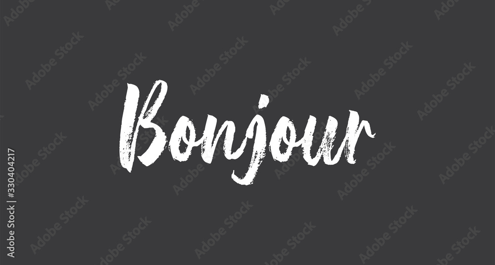 Bonjour lettering. Inspirational handwritten text. Typography for banners, badges, postcard, t-shirt, prints, posters. Bonjour lettering. Inspirational handwritten text. Typography for banners, badges, postcard, t-shirt, prints, posters.