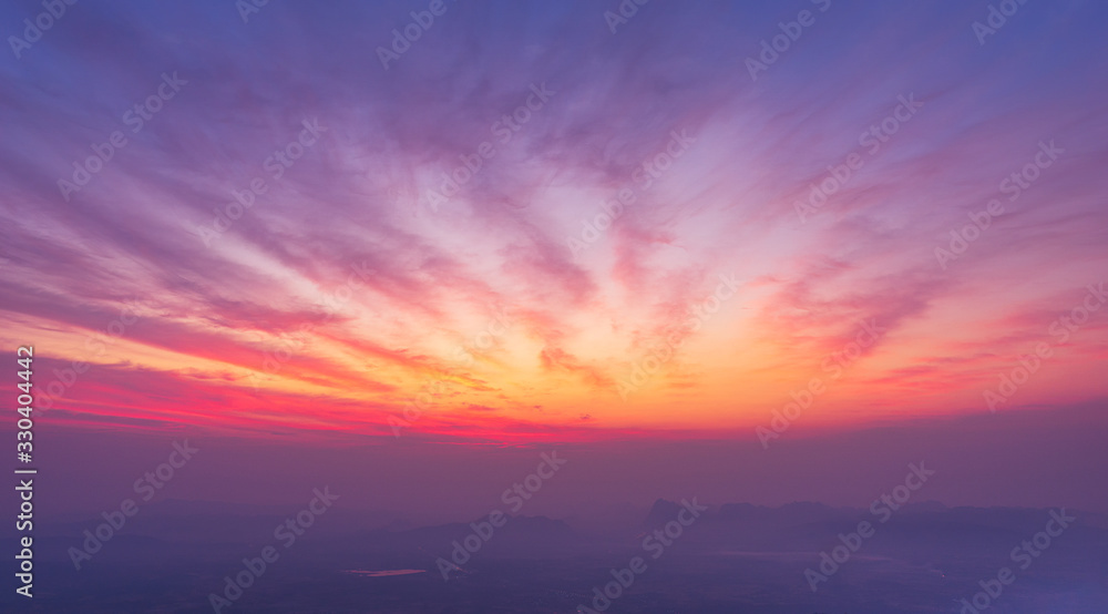 Twilight sky and cloud with sun light nature background