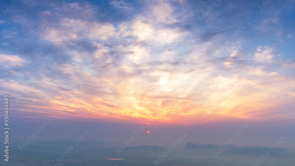 The sun and twiligth sky and clouds landscape nature background