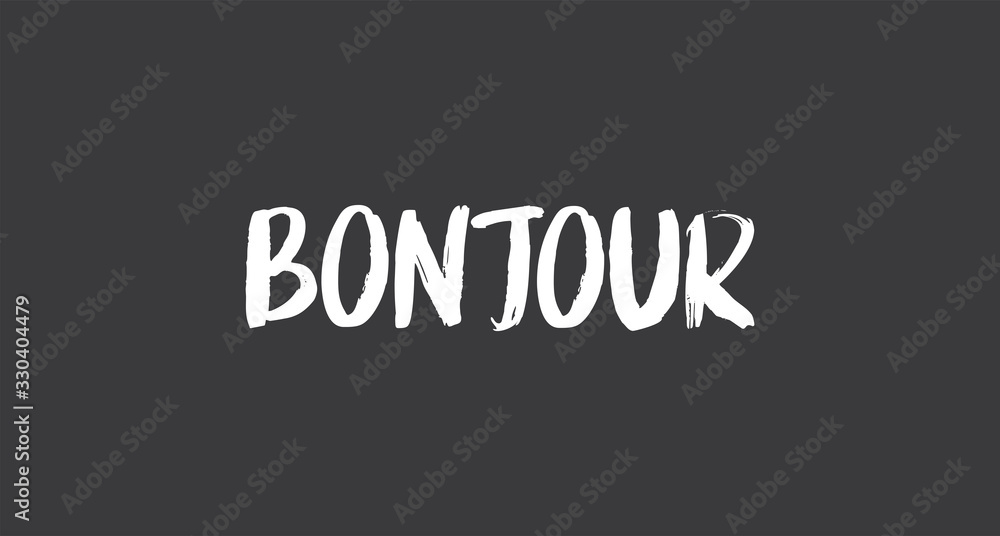 Bonjour lettering. Inspirational handwritten text. Typography for banners, badges, postcard, t-shirt, prints, posters. Bonjour lettering. Inspirational handwritten text. Typography for banners, badges, postcard, t-shirt, prints, posters.