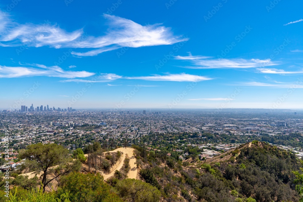 Viewing downtown LA from Griffith Observatory, California.