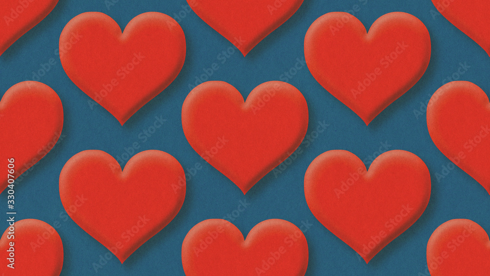 seamless heart shapes pattern 3d rendering illustration background