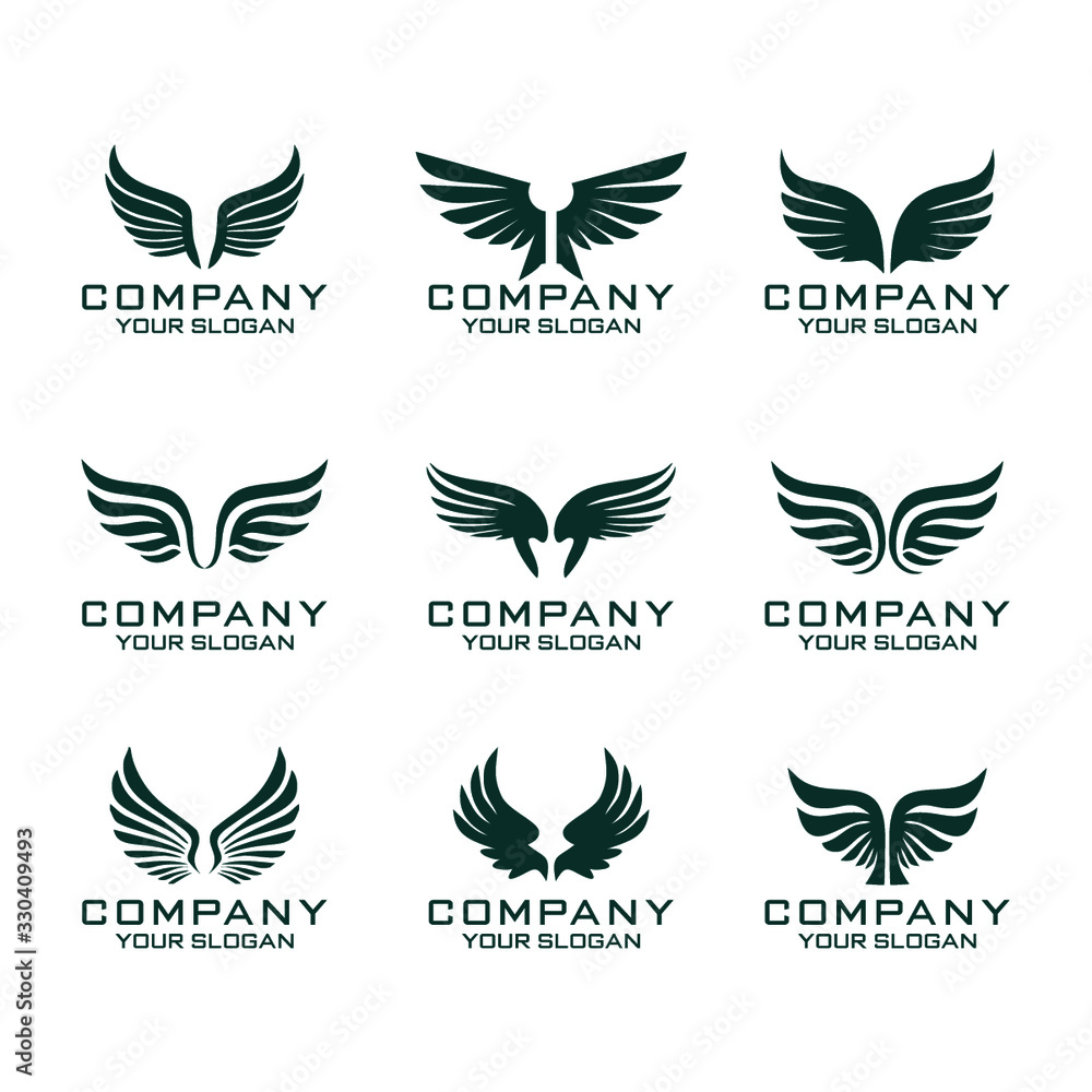 Wings Vector Logo Template Set Wings Vector Logo Template Set