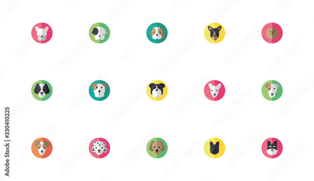 bundle of cute dogs heads icons bundle of cute dogs heads icons