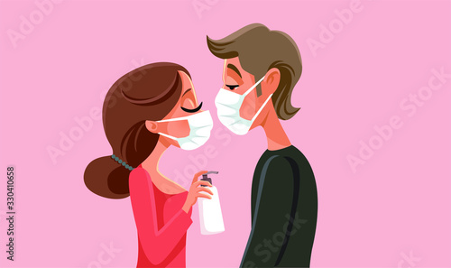 Love in Quarantine Pandemic Times Vector Illustration