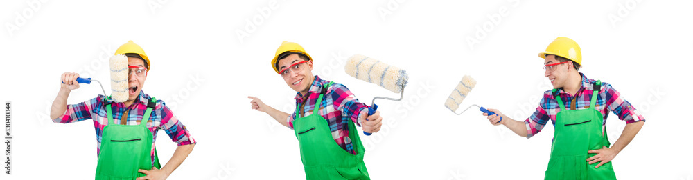 Funny painter isolated on white Funny painter isolated on white