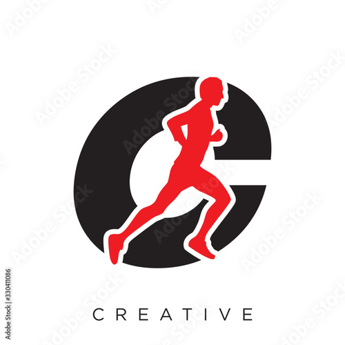 c run logo design vector