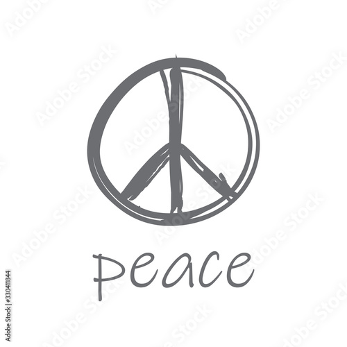 Peace icon doodle. Hand drawn sign of peace.