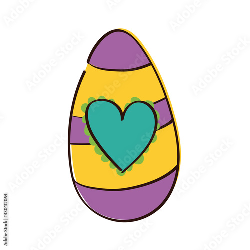 easter egg painted with heart hand draw style