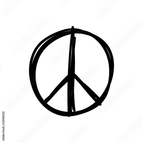 Peace icon doodle. Hand drawn sign of peace.