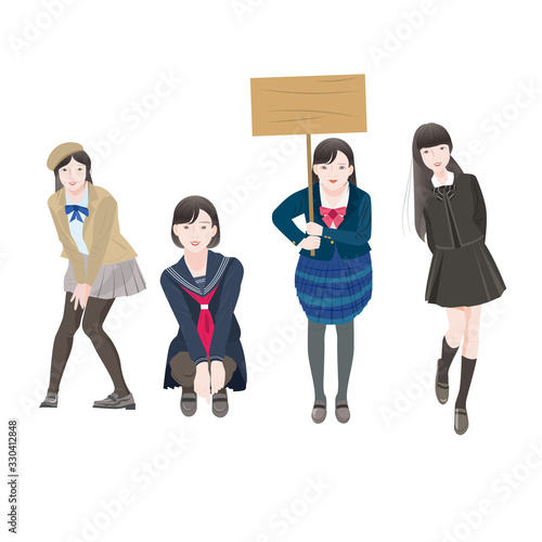 人物　女子高生女子中学生制服