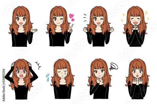 女の子　表情セット①