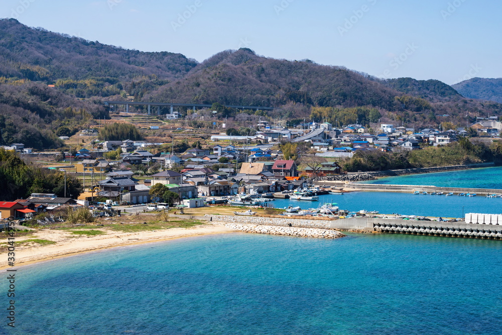 Landscape of local fishing port in Higashikagawa city, Umashino fishing port, kagawa,shikoku,japan