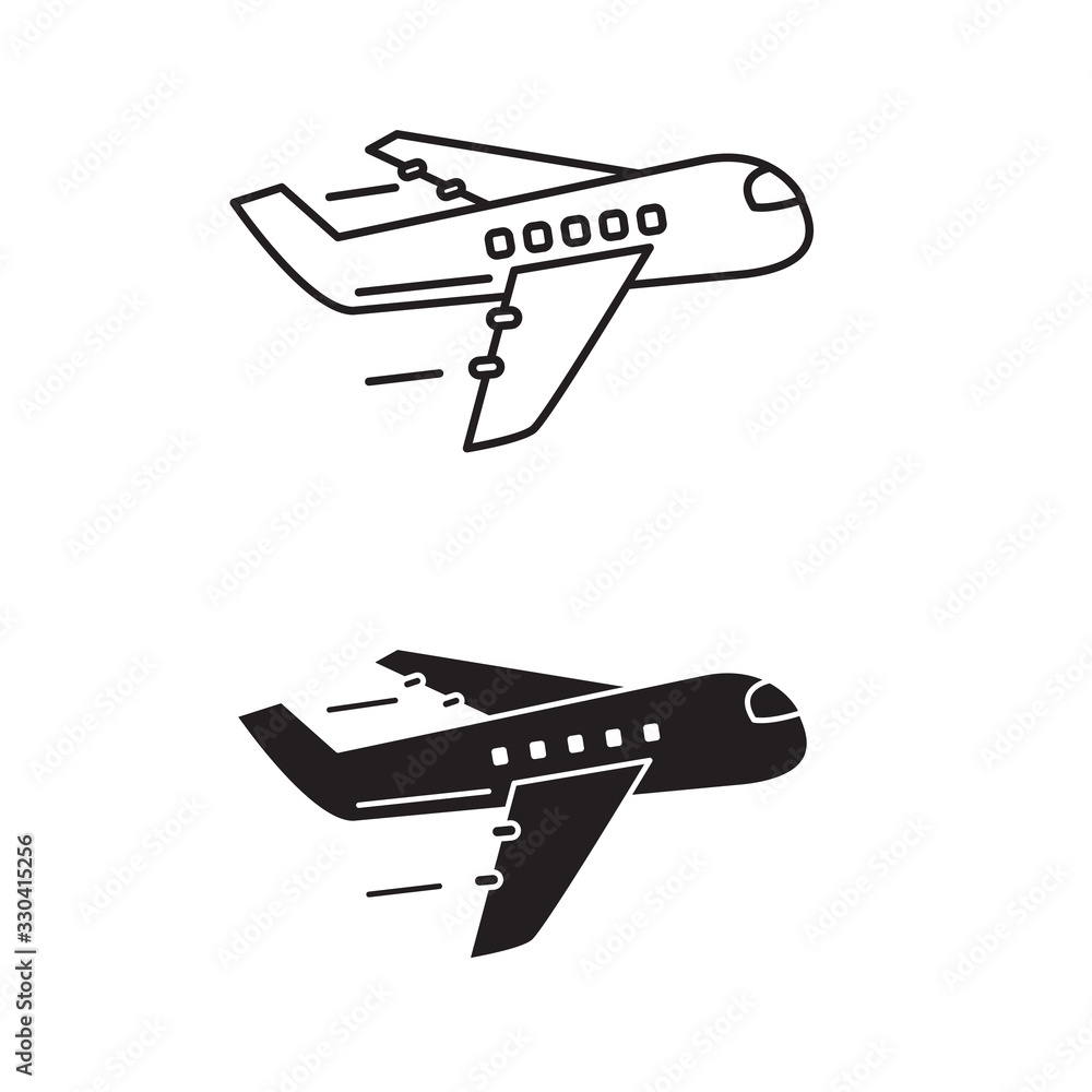 Airplane icon in linear and glyph style isolated on white background Airplane icon in linear and glyph style isolated on white background