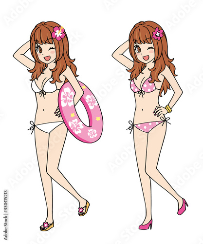 女の子　水着　立ち絵セット