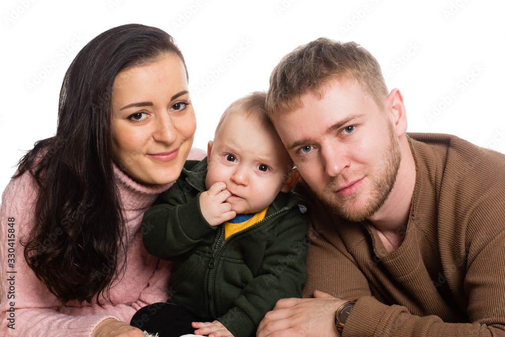 Portrait young family father mother and little boy Portrait young family father mother and little boy