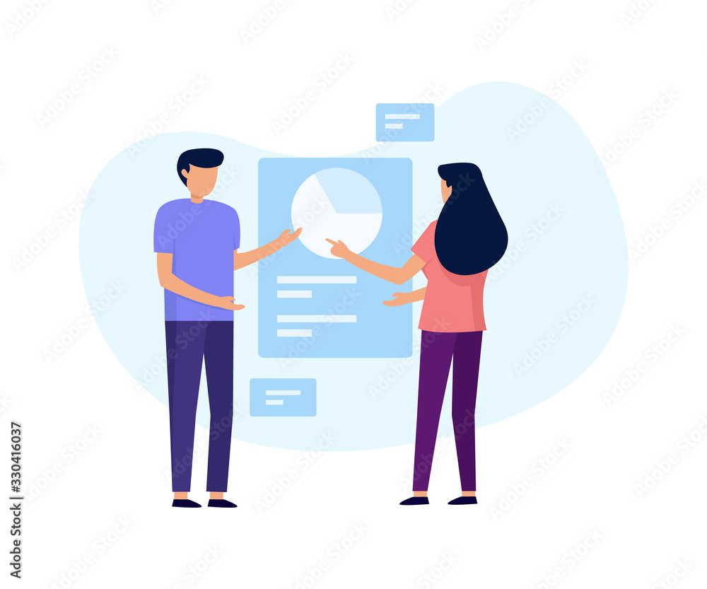 Couple of people discussion. management, learning, organization concept vector illustration for your website or any purpose.