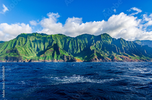 Amazing view of beautiful Napali coast in Kauai Hawaii USA photo