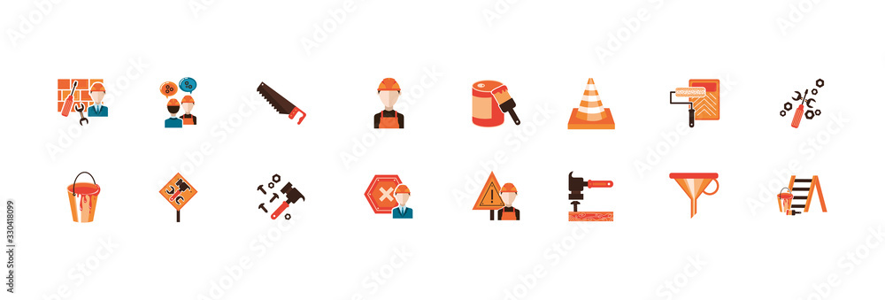 Fototapeta premium bundle of construction set detailed icons