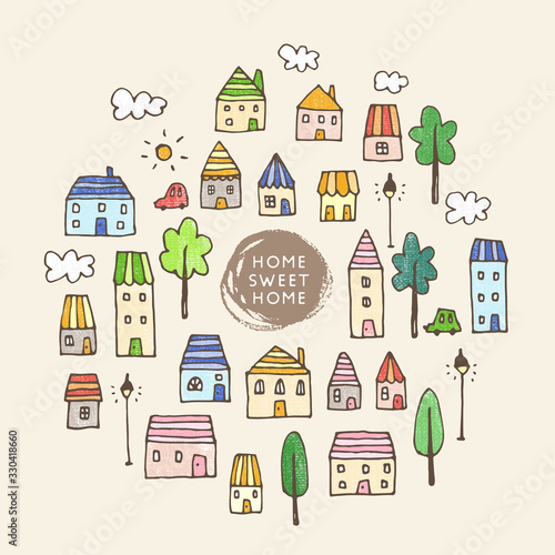 vector Hand drawn houses illustration