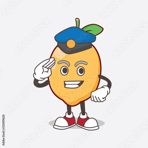 Lemon Fruit cartoon mascot character working as a Police officer