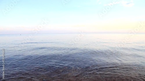 Lake Shore. Beautiful blue water Kyrgyzstan. Natural background