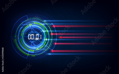 Abstract Futuristic Technology Background with Digital number timer concept and countdown, vector transparent