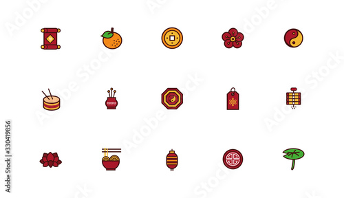 bundle of chinesse new year set icons photo