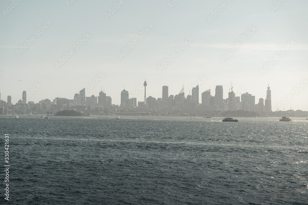 The Sydney city skyline as visible from Steele Point, Vaucluse NSW.
