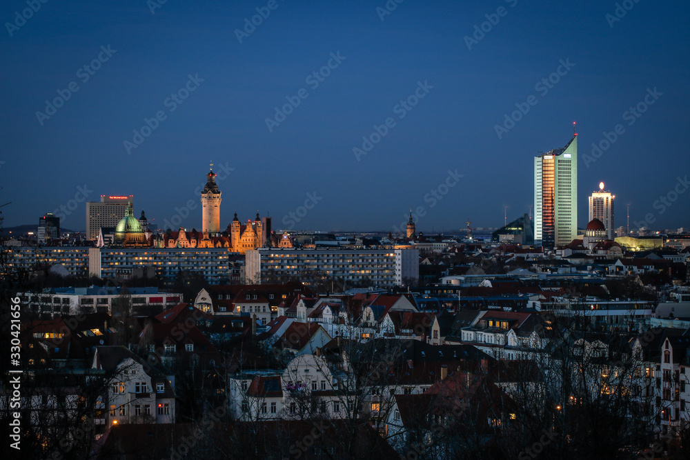 Leipzig Skyline am Abend