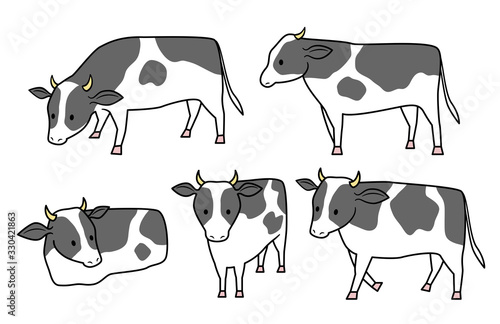 simple illustration of cow with line
