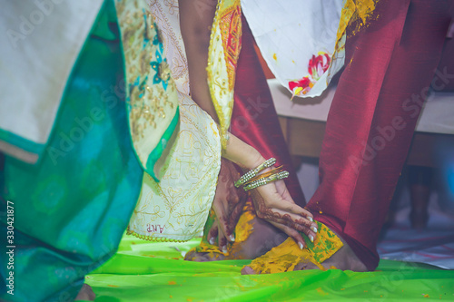Indian hindu wedding and pre wedding ritual ceremonial pooja haldi garba items