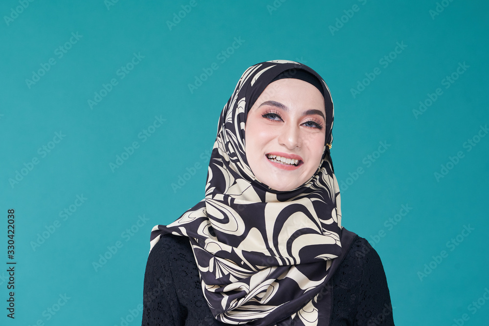 Beauty asian women wearing scarf with variety reaction face isolated Beauty asian women wearing scarf with variety reaction face isolated