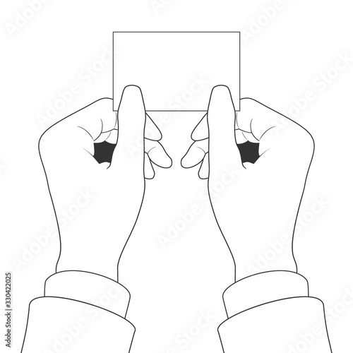 Hand with blank business card