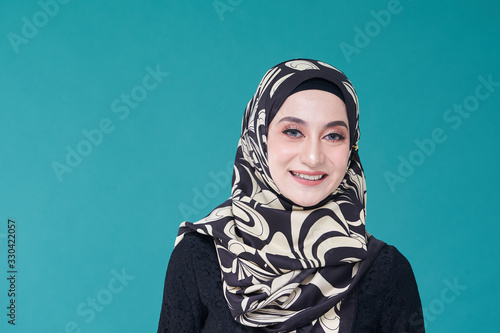 Beauty asian women wearing scarf with variety reaction face isolated