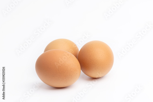 3 eggs on a white background