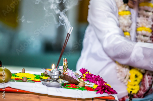 Indian hindu wedding and pre wedding ritual ceremonial pooja items