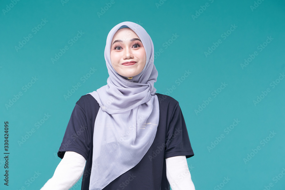 Beauty asian women wearing scarf with variety reaction face isolated Beauty asian women wearing scarf with variety reaction face isolated